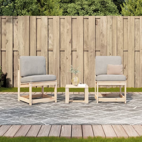 Loungegrupp 3 delar massiv furu