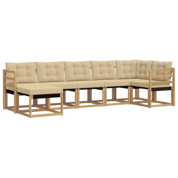 Utomhussoffset med kudde 7 pcs Vit och Beige