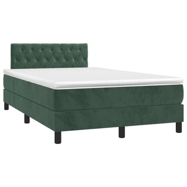 Ramsäng med madrass mörkgrön 120x190 cm sammet