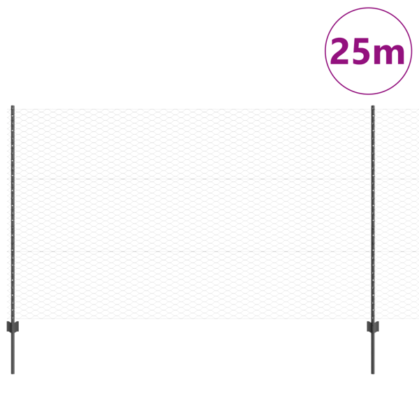Stängsel med stolpe Grå 1,4 x 25 m Stål