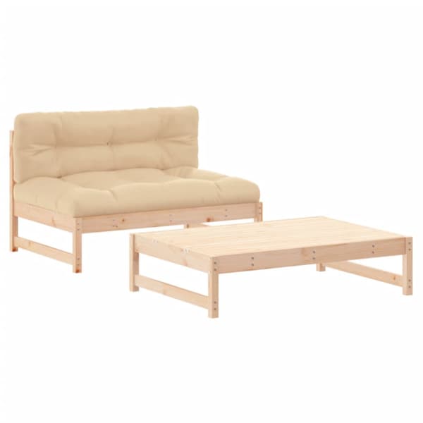 Loungegrupp med dynor 2 delar massivt trä