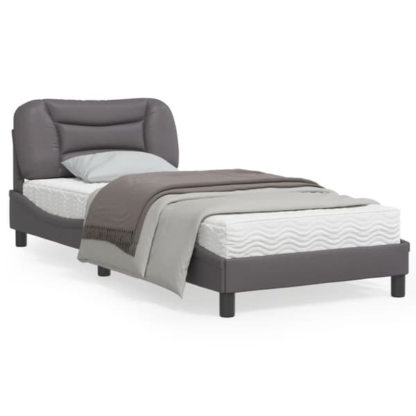 Bed Frame with LED without Mattress "Hvar" Grey 80x200 cm