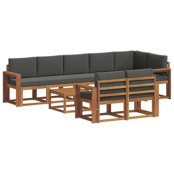 Utomhussoffset med kudde 9 pcs Naturlig och Antracit