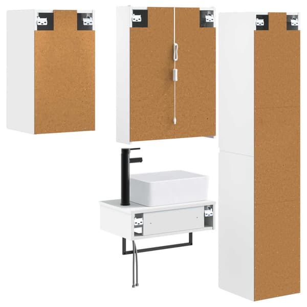 Badrumsmöbelset 5 pcs Vit Konstruerat trä och glas