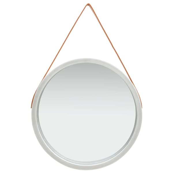Väggspegel med rem 60 cm silver
