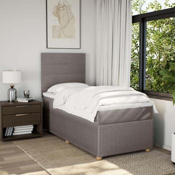 Ramsäng med madrass taupe 80x200 cm tyg