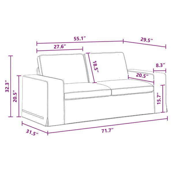 Soffa Mörkgrå 182 x 80 x 82 cm tyg