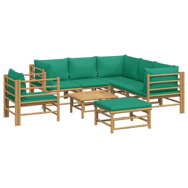Loungegrupp 8 delar gröna dynor bambu
