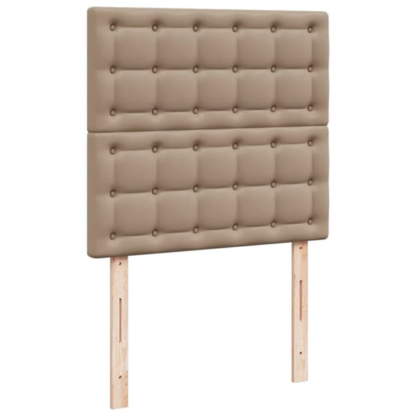 Ramsäng med bäddmadrass cappuccino 90x200 cm konstläder