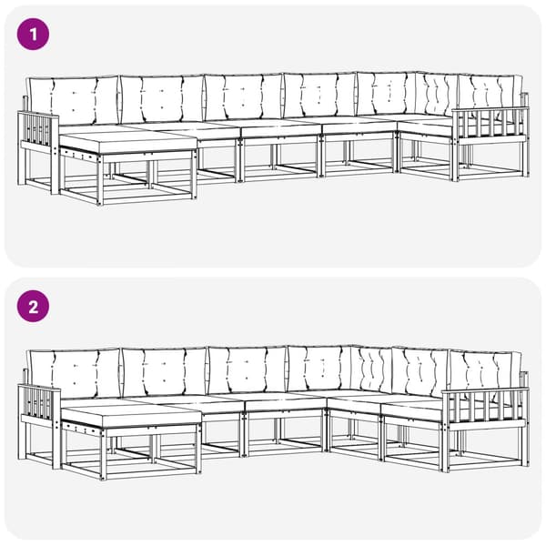 Utomhussoffset med kudde 7 pcs Vit och grädde