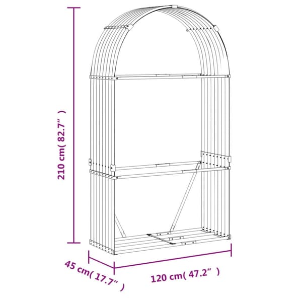 Vedställ silver 120x45x210 cm galvaniserat stål