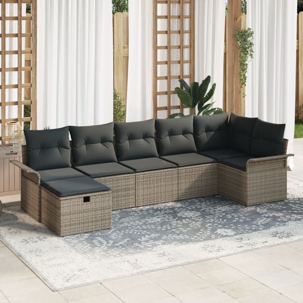 Trädgårdsoffset 7 st Poly rattan