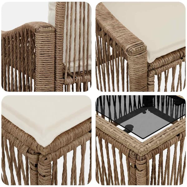 Trädgårdsoffset 6 pcs Beige konstrotting