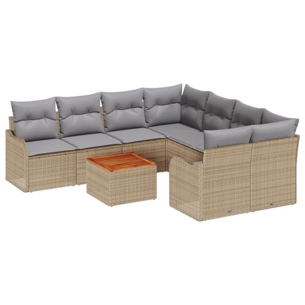 Trädgårdsoffset 9 pcs Beige och Ljusgrå konstrotting