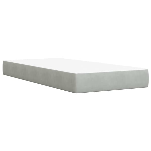 Boxspring säng med madrass och LED Ljusgrå 90 x 200 cm Sammet