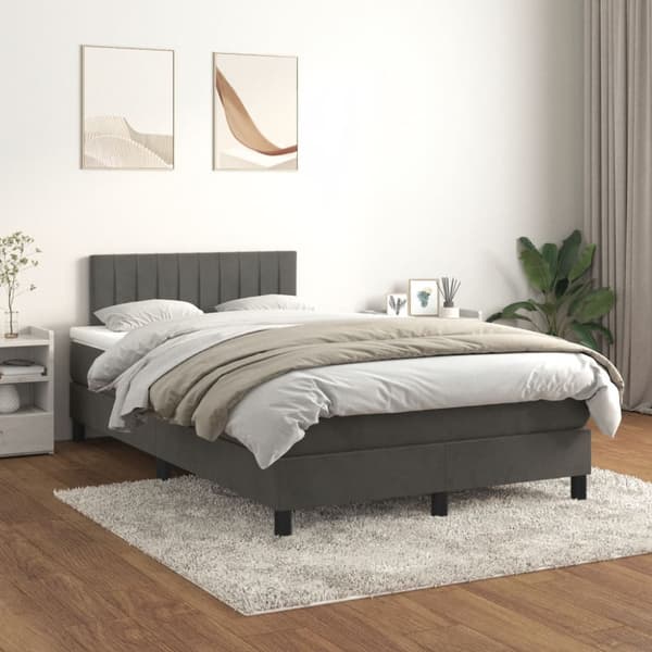 Ramsäng med madrass mörkgrå 120x190 cm sammet