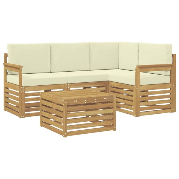 Utomhussoffset 5 pcs Vit och grädde 59 x 59 x 37 cm Polyester