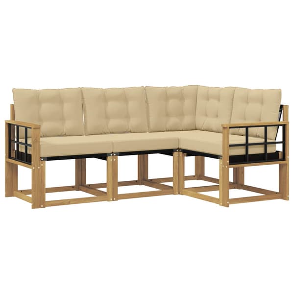 Utomhussoffset med kudde 4 pcs Vit och Beige