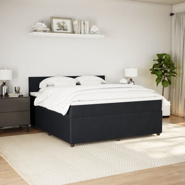 Ramsäng med madrass svart 180x200 cm sammet