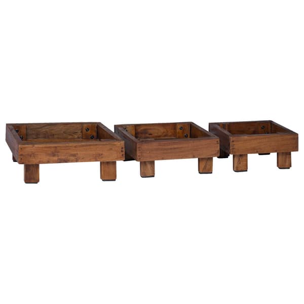 Växtställ 3 pcs Brun Mahognyträ