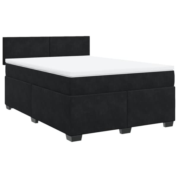 Ramsäng med madrass svart 140x190 cm sammet
