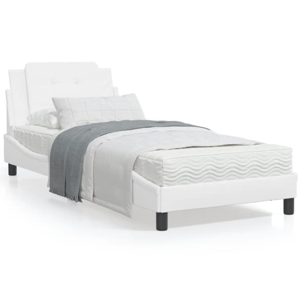 Bed Frame with LED without Mattress "Zadar" White 90x200 cm