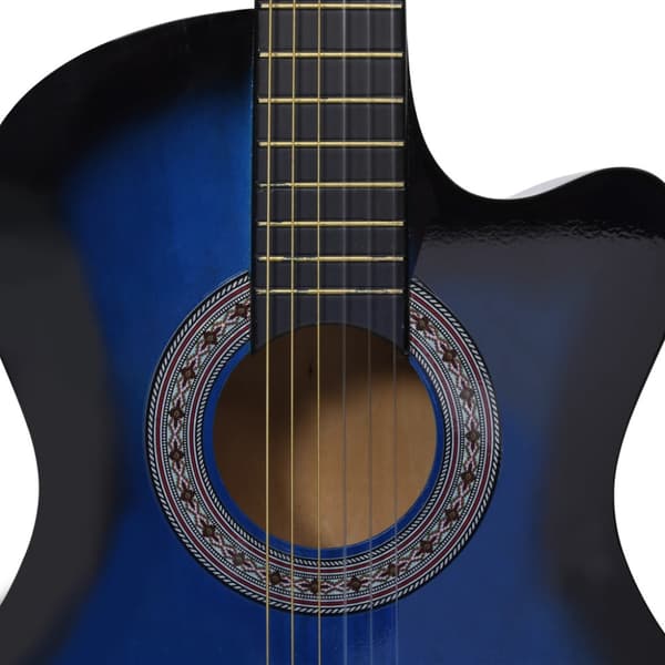 Gitarr 12 delar med 6 strängar western blå 38"