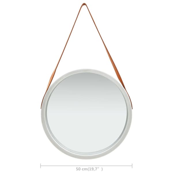 Väggspegel med rem 50 cm silver
