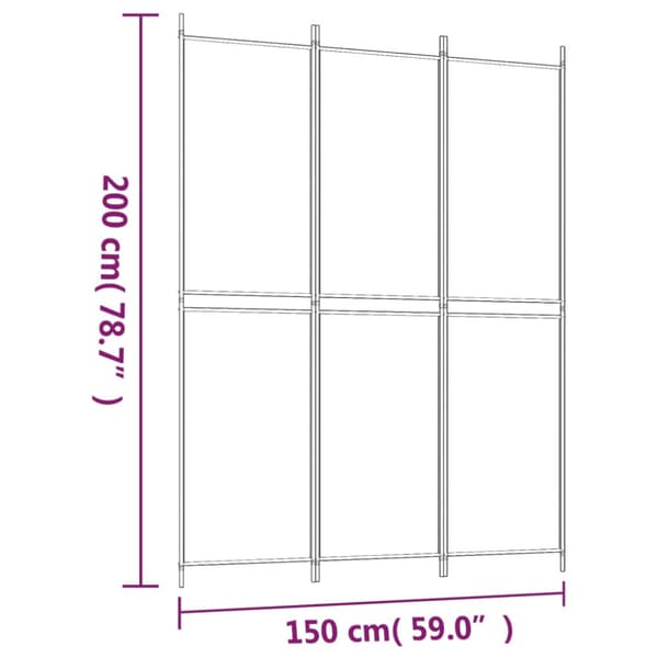 Rumsavdelare 3 paneler vit 150x200 cm tyg