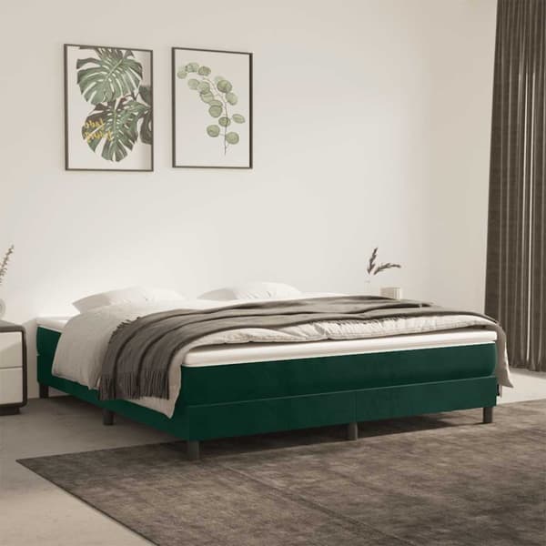 Boxspring-sängram mörkgrön 180x200 cm sammet