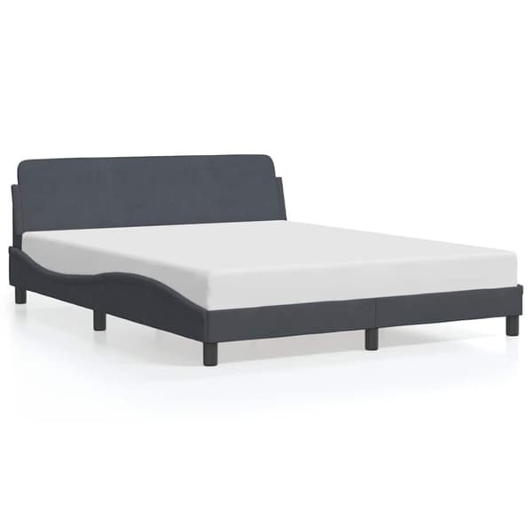Bed Frame "Dover" Dark Grey 152x203 cm Velvet