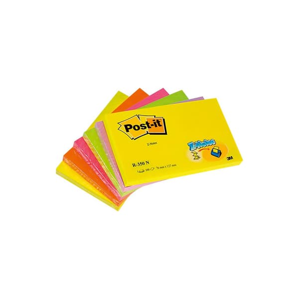 Notes POST-IT Z-block 76x127mm neon 6/fp