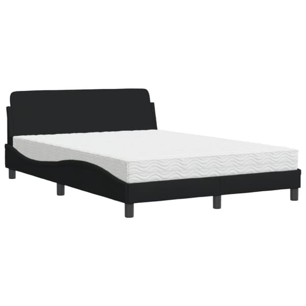 Bed with Mattress "Dover" Black 140x190 cm Fabric