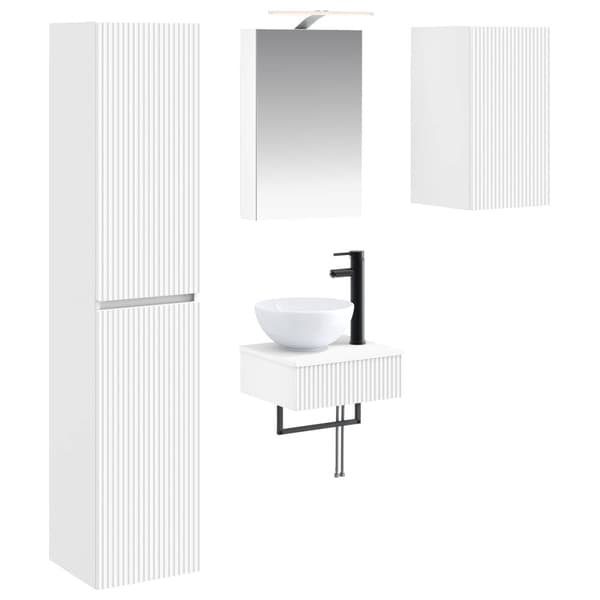 Badrumsmöbelset 5 pcs Vit Konstruerat trä och glas