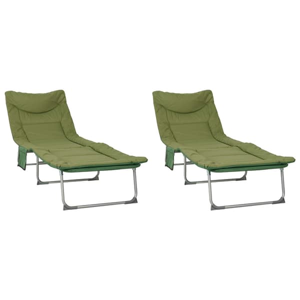 Hopfällbar solstol med kudde 2 pcs Mörkgrön