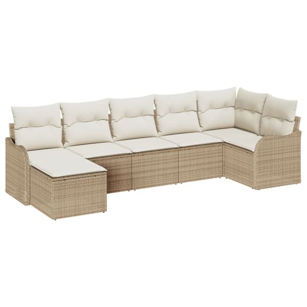 Trädgårdsoffset 7 pcs Beige konstrotting