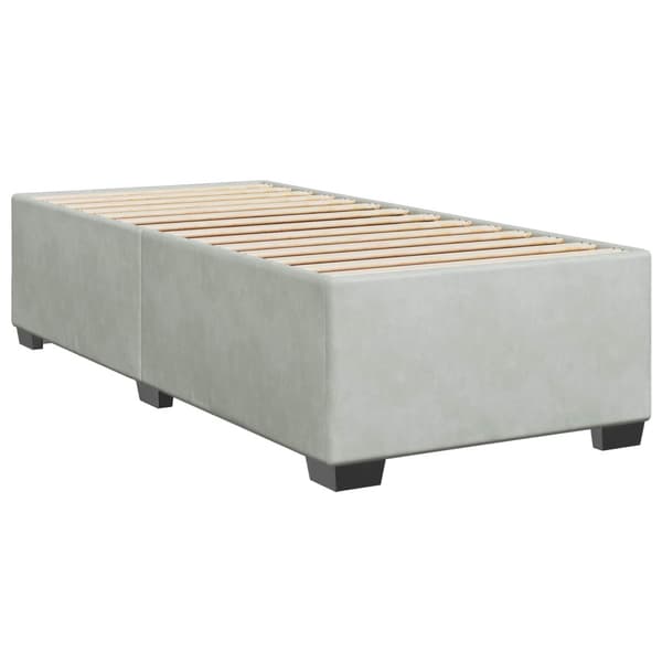 Boxspring säng med madrass och LED Ljusgrå Enkel Sammet
