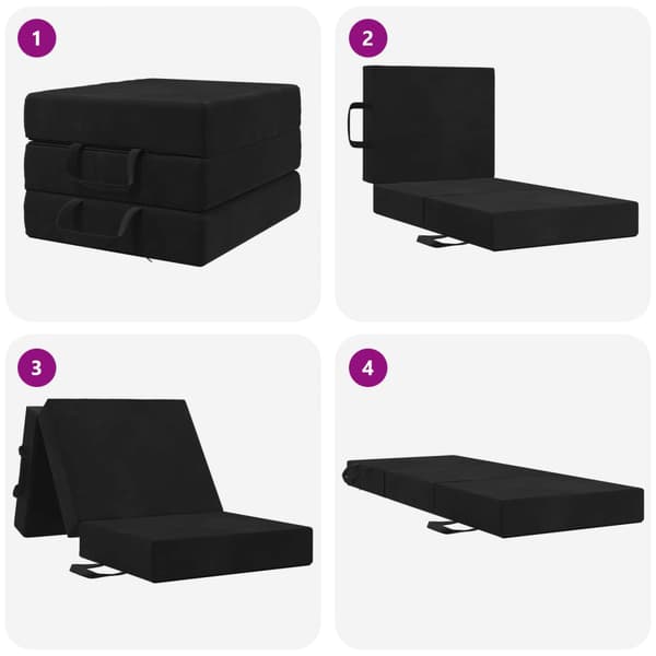 Fällbar Soffbed 75 x 67 x 45 cm Svart