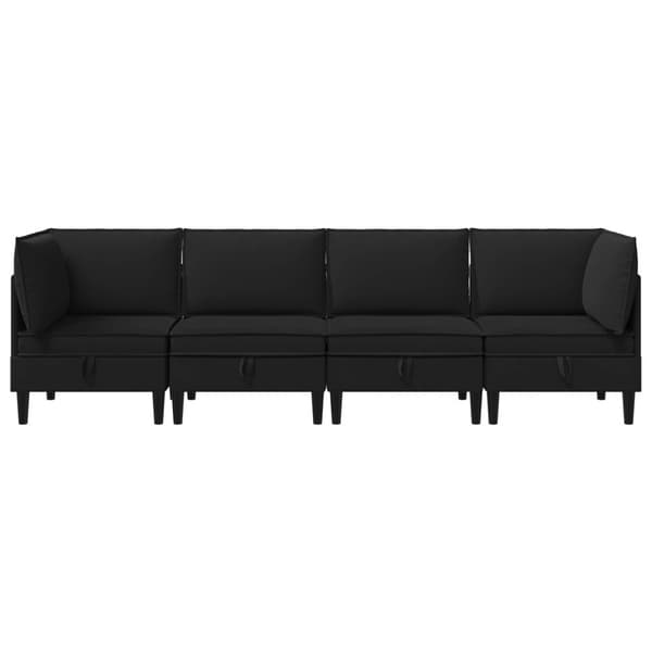 Möbelset för vardagsrummet 4 pcs Svart Tyg