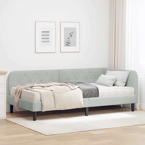 Hörn Sängram Ljusgrå 100 x 200 cm Sammet