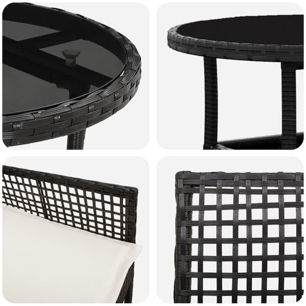Trädgårdsmöbelset 3 pcs Svart konstrotting