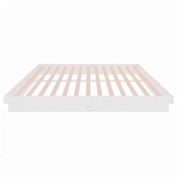 Sängram vit massivt trä 200x200 cm