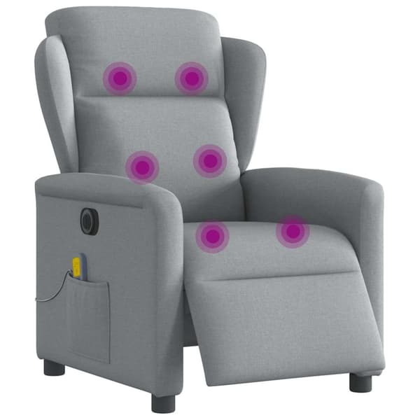 Elektrisk massagefåtölj ljusgrå tyg