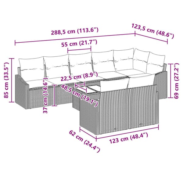 Soffset med kudde 9 pcs Beige konstrotting