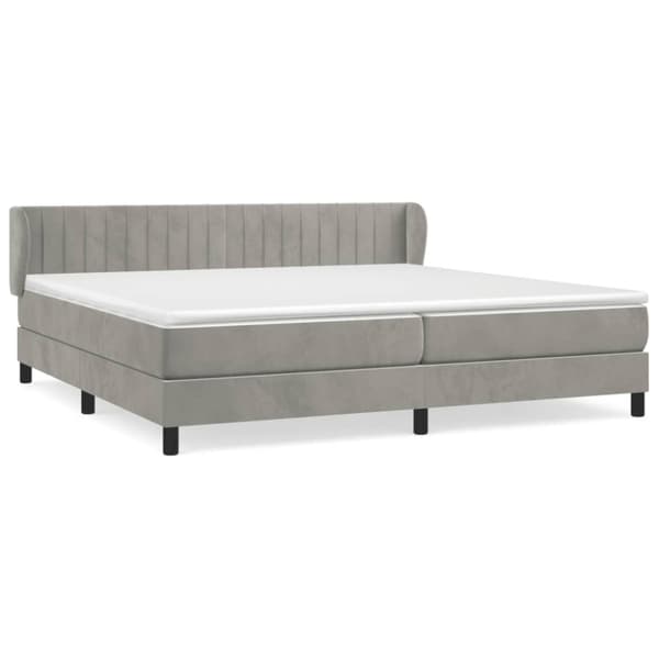 Ramsäng med madrass ljusgrå 200x200 cm sammet