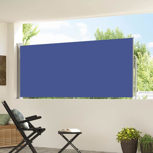 Infällbar sidomarkis 120 x 300 cm blå