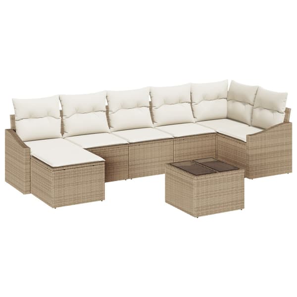 Soffset med kudde 8 pcs Beige konstrotting
