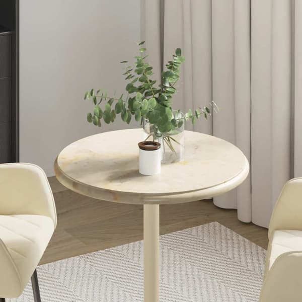 Bordsskiva gräddvit Ø50x2,5 cm marmor