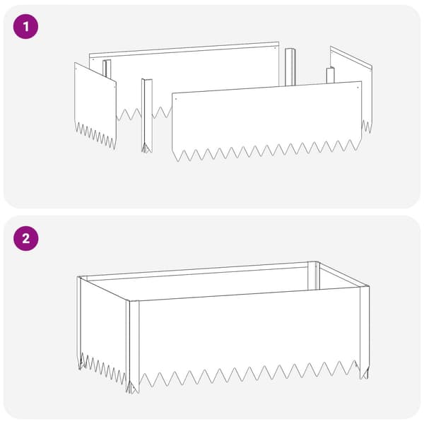 Kant för gräsmatta 4 pcs 100 x 60 x 35 cm Stål Silver