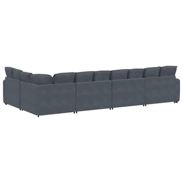 Modulsoffa med dynor sammet mörkgrå
